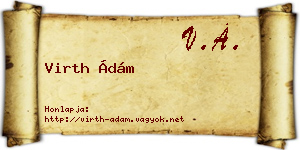 Virth Ádám névjegykártya